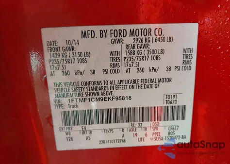 2014 Ford F-150 Xl from USA, damaged, VIN 1FTMF1CM9EKF95818